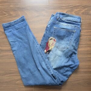 3 For 30 Stylish Blue Women's Jeans with Feather Detail
